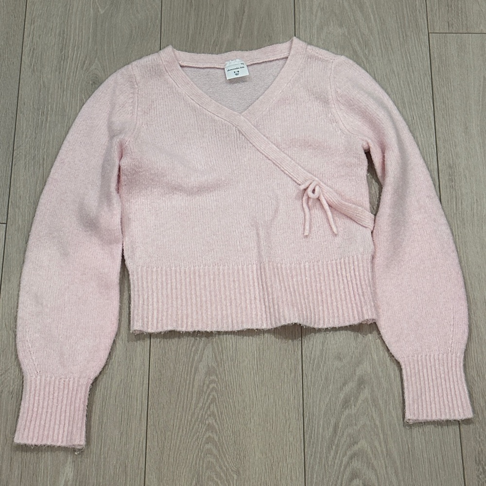Abercrombie Pink V-Neck Wrap Sweater size 9/10